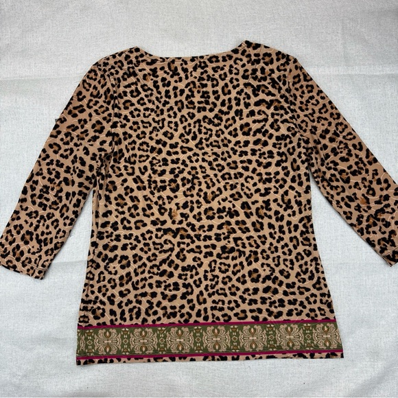 Jm Collection Petite Chelsea Cheetah Jacquard Top P/L - Picture 3 of 12